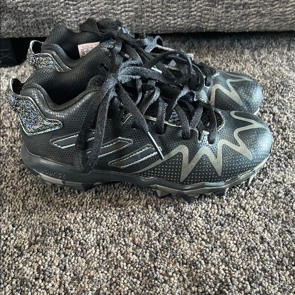 Adidas Black and Silver Football Cleats 13K